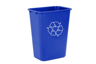 Blue 10 Gal. Rectangular Wastebasket with Recycle Logo